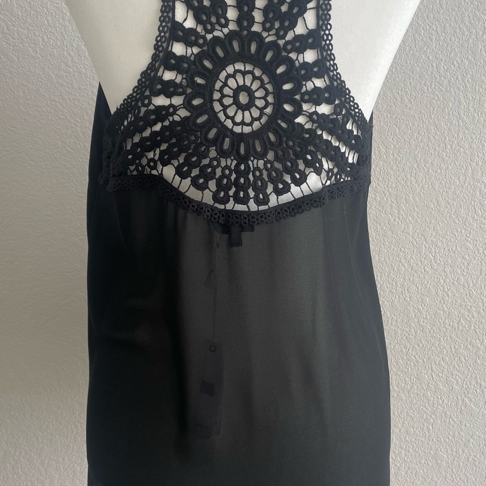 Naked Zebra Black Embellished Backless Tank Top